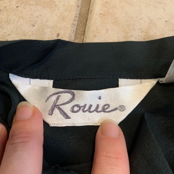 Vintage 1980s Rowie Black Pleated Midi Dress, Polyester Made in Hong Kong Medium - Picture 2 of 8